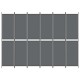 6 paneles antracitszürke szövet térelválasztó 300 x 220 cm