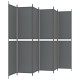 6 paneles antracitszürke szövet térelválasztó 300 x 220 cm