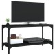 Fekete szerelt fa és acél tv-szekrény 80 x 33 x 41 cm Fekete szerelt fa és acél tv-szekrény 80 x 33 x 41 cm