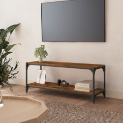 Füstös tölgy színű szerelt fa és acél tv-szekrény 100x33x41 cm