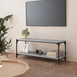Szürke sonoma színű szerelt fa és acél tv-szekrény 100x33x41 cm