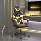 Fekete és aranyszínű műbőr forgó játékszék lábtartóval