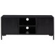 Fekete tömör újrahasznosított fenyőfa tv-szekrény 110x35x48 cm Fekete tömör újrahasznosított fenyőfa tv-szekrény 110x35x48 cm