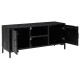 Fekete tömör újrahasznosított fenyőfa tv-szekrény 110x35x48 cm Fekete tömör újrahasznosított fenyőfa tv-szekrény 110x35x48 cm