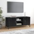 Fekete tömör újrahasznosított fenyőfa tv-szekrény 110x35x48 cm