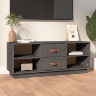 Szürke tömör fenyőfa tv-szekrény 100x34x40 cm