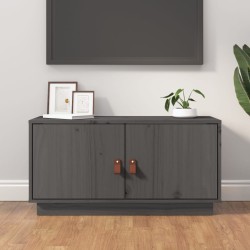 Szürke tömör fenyőfa tv-szekrény 80 x 34 x 40 cm