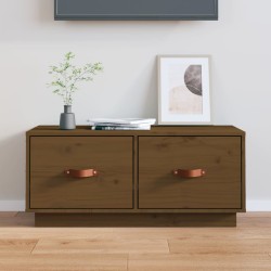 Mézbarna tömör fenyőfa tv-szekrény 80 x 34 x 35 cm