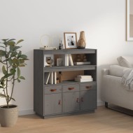 Szürke tömör fenyőfa magasszekrény 100 x 40 x 108,5 cm