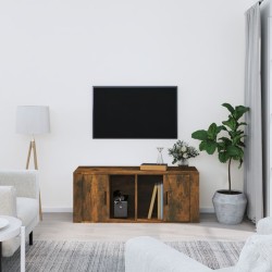 Füstös tölgyszínű szerelt fa tv-szekrény 100 x 35 x 40 cm