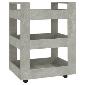 Betonszürke szerelt fa zsúrkocsi 60 x 45 x 80 cm
