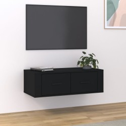 Fekete szerelt fa függő tv-szekrény 80 x 36 x 25 cm