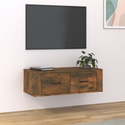 Füstös tölgyszínű szerelt fa függő tv-szekrény 80 x 36 x 25 cm