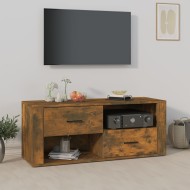 Füstös tölgyszínű szerelt fa tv-szekrény 100 x 35 x 40 cm