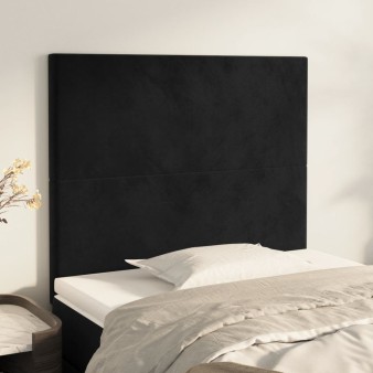 Fekete bársony fejtámla 80x5x118/128 cm
