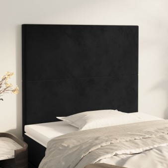 Fekete bársony fejtámla 90x5x118/128 cm