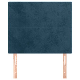 Sötétkék bársony fejtámla 90x5x118/128 cm