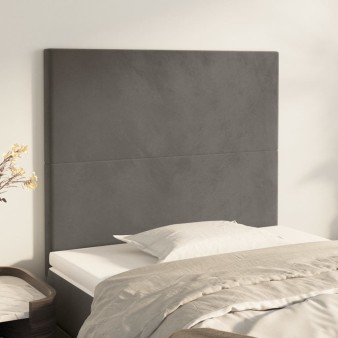 Sötétszürke bársony fejtámla 100x5x118/128 cm