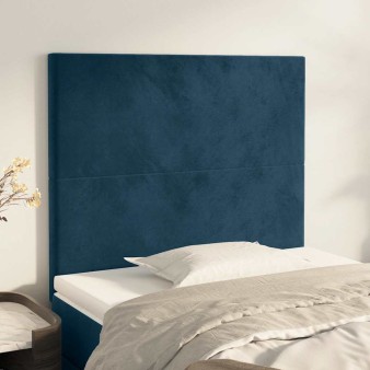 Sötétkék bársony fejtámla 100x5x118/128 cm