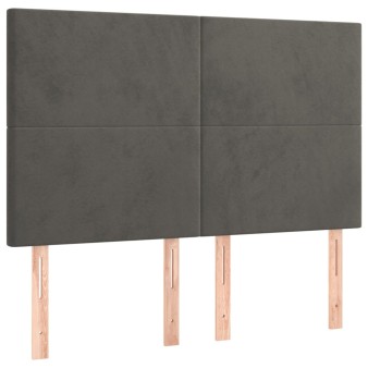 Sötétszürke bársony fejtámla 144x5x118/128 cm