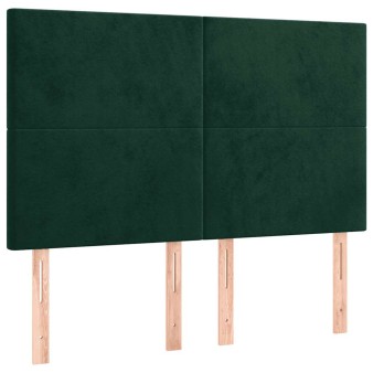 Sötétzöld bársony fejtámla 144x5x118/128 cm