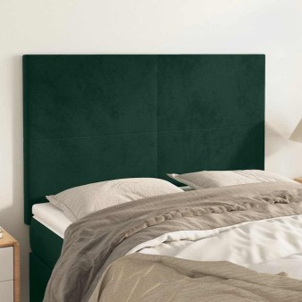 Sötétzöld bársony fejtámla 144x5x118/128 cm