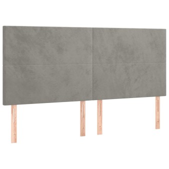 Világosszürke bársony fejtámla 160x5x118/128 cm
