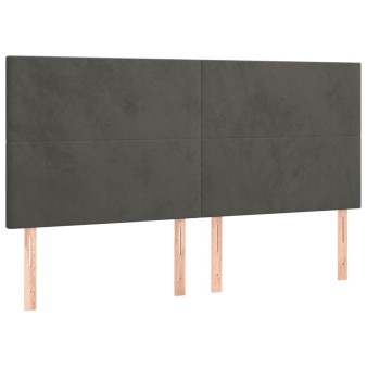 Sötétszürke bársony fejtámla 160x5x118/128 cm