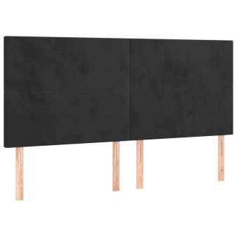 Fekete bársony fejtámla 160x5x118/128 cm