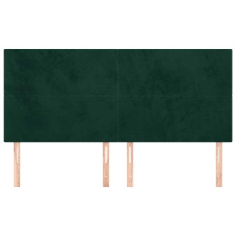 Sötétzöld bársony fejtámla 160x5x118/128 cm