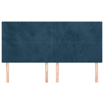 Sötétkék bársony fejtámla 160x5x118/128 cm
