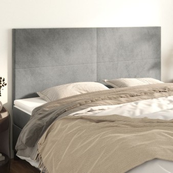 Világosszürke bársony fejtámla 180x5x118/128 cm