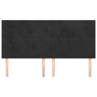 Fekete bársony fejtámla 180x5x118/128 cm
