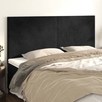 Fekete bársony fejtámla 180x5x118/128 cm
