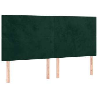 Sötétzöld bársony fejtámla 180x5x118/128 cm