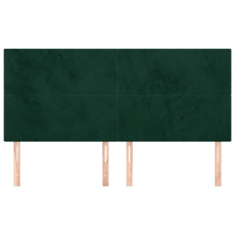 Sötétzöld bársony fejtámla 180x5x118/128 cm