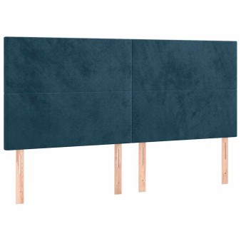 Sötétkék bársony fejtámla 180x5x118/128 cm