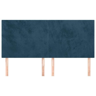 Sötétkék bársony fejtámla 180x5x118/128 cm