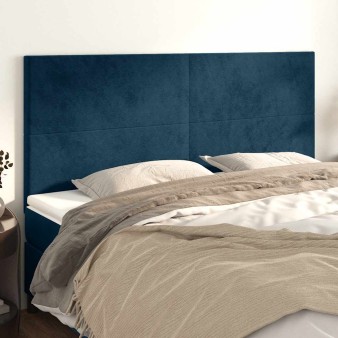 Sötétkék bársony fejtámla 180x5x118/128 cm
