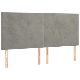 Világosszürke bársony fejtámla 200 x 5 x 118/128 cm