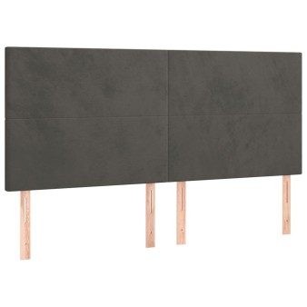 Sötétszürke bársony fejtámla 200 x 5 x 118/128 cm