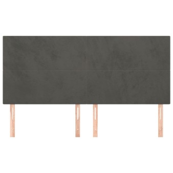 Sötétszürke bársony fejtámla 200 x 5 x 118/128 cm