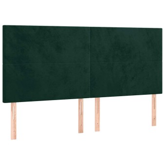 Sötétzöld bársony fejtámla 200 x 5 x 118/128 cm