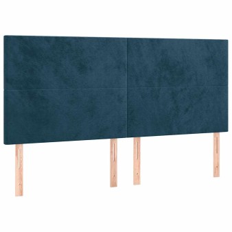 Sötétkék bársony fejtámla 200 x 5 x 118/128 cm