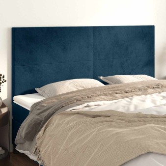 Sötétkék bársony fejtámla 200 x 5 x 118/128 cm