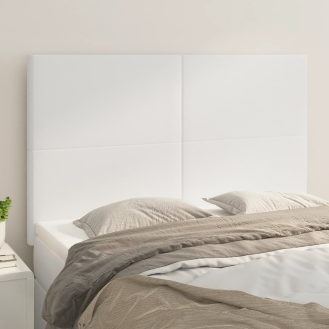 Fehér műbőr fejtámla 144x5x118/128 cm