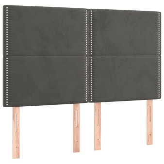Sötétszürke bársony fejtámla 144x5x118/128 cm