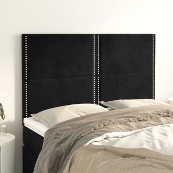 Fekete bársony fejtámla 144x5x118/128 cm