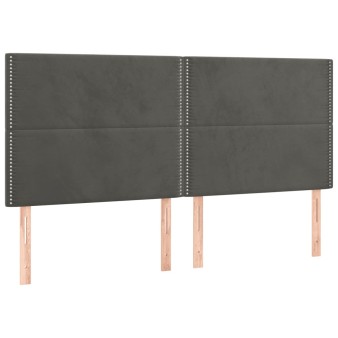 Sötétszürke bársony fejtámla 160x5x118/128 cm
