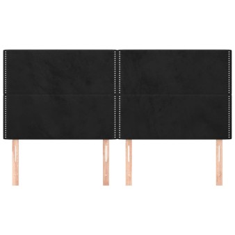 Fekete bársony fejtámla 180x5x118/128 cm